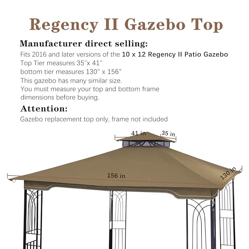 image for SCOCANOPY Replacement Gazebo Canopy for 10 x 12 Regency II Patio Gazeb
