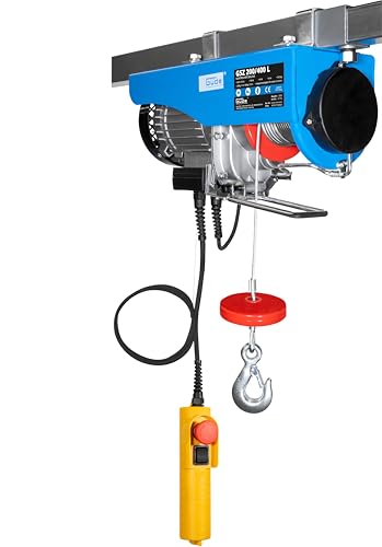 Güde 1716 Elektrischer Seilzug GSZ 200/400L (230 V, 750 W, 9 m langes Bedienkabel, idealer Helfer in Werkstatt, Garage oder in Lagerräumen)