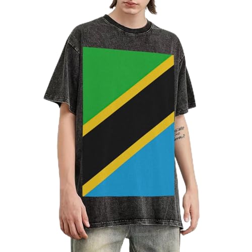 T-shirt tanzanie homme en coton lavé haut de gamme coupe ample