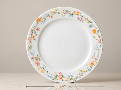 Image of Bodhi House Premium Porcelain Dinner Plates Set of 4 | Floral Vine Design | Durable, Microwave & Dishwasher Safe | for Everyday Use & Home, Dining, Kitchen & Gifting