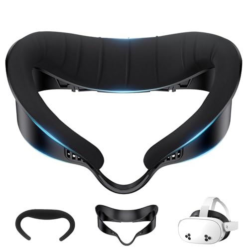 Compatible con Oculus Quest 3S - Interfaz facial amplia, cojín facial de algodón de seda de hielo refrescante, repuesto para accesorios Meta Quest 3s, circulación de aire transpirable y diseño
