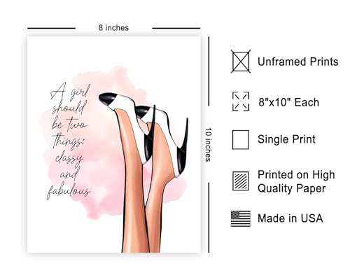 Image of Poster Master Classy And Fabulous Print - Fashion Poster - Positive Quote Art - Chic Gift for Women & Fashionista - Modern Decor for Bedroom or Girl's Room - 8x10 UNFRAMED Wall Art
