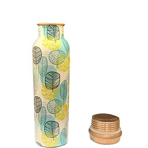 Perilla Home Copper Water Bottle 34 Oz Leak Proof 100% Pure - An Ayurvedic Copper Vessel - Drink More Water And Enjoy The Health Benefits Immediately/Yoga Bottle (Printed 4) #TOP3