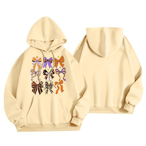 Halloween Hoodies for Women 2025 Fall Fashion Long Sleeve Cute Ghost Graphic Lightweight Hoodie with Pockets