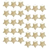 Genérico Colgantes de Estrellas Navideñas Doradas 3D Purpurina, 30 Piezas, Decoración Colgante para Árbol de Navidad y Fiesta, Adorno Plástico Resistente para Hogar y Eventos