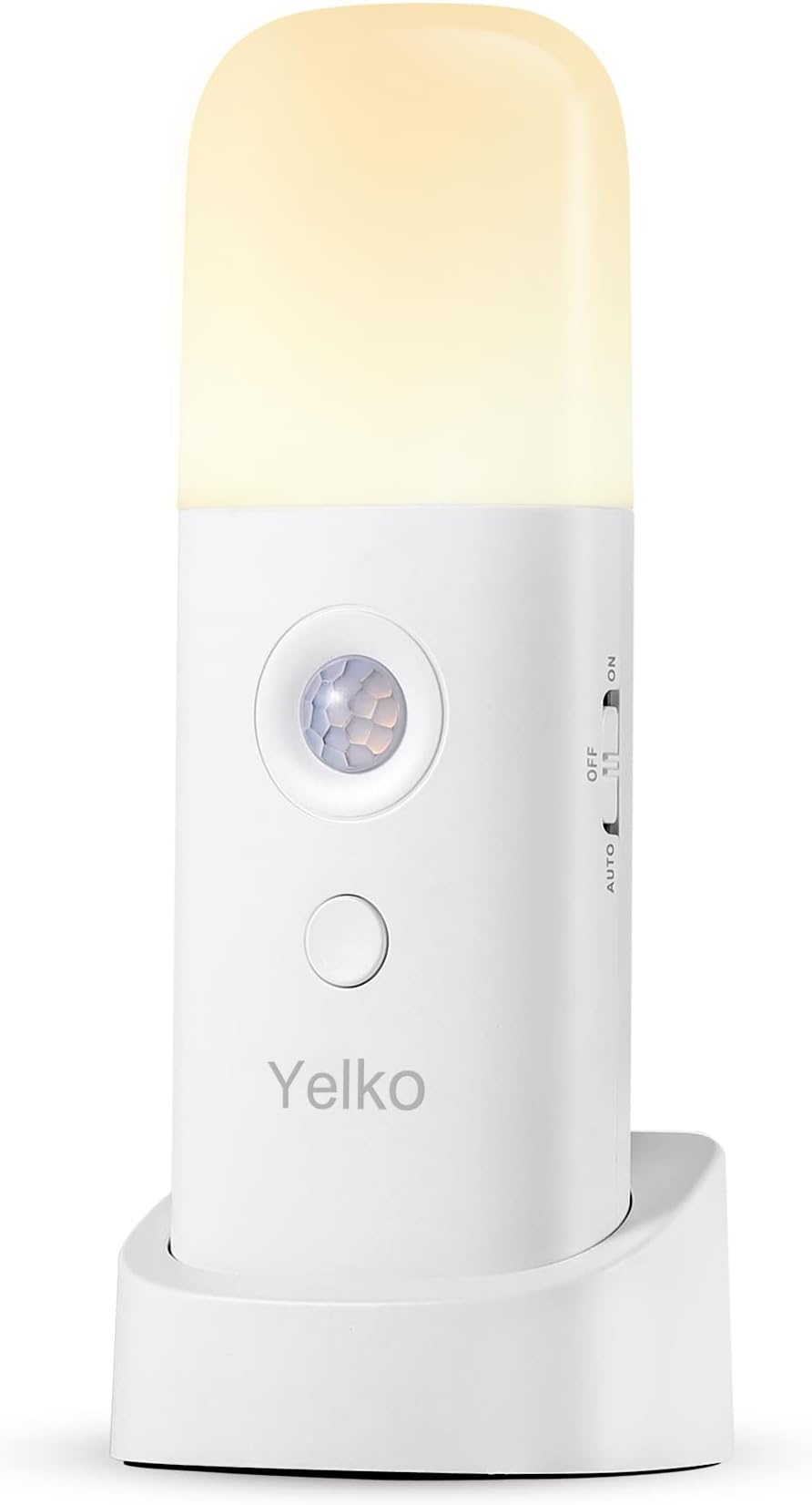 YELKO Motion Sensor Night Light, 2000mAh Rechargeable Night Lights Battery Powered, PortableＤimmable Nightlights with 5 Brightness Levels for Kids,Adults (Warm White 1Pack)