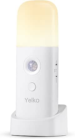 YELKO Motion Sensor Night Light, 2000mAh Rechargeable Night Lights Battery Powered, PortableＤimmable Nightlights with 5 Brightness Levels for Kids,Adults (Warm White 1Pack)