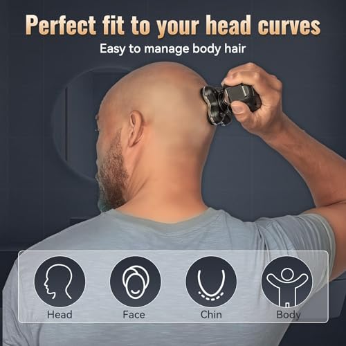 Image of 5 in 1 Head Shavers for Bald Men, Skull Head Shaver with Rechargeable Battery, Hair Clippers, Nose Hair Trimmer, Cleaning Brush, Hair Manager, Electric Razor Idea Gift for Men