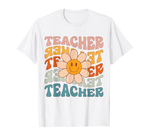 Retro Teacher Daisy Colorful - Elementary School Teacher T-Shirt