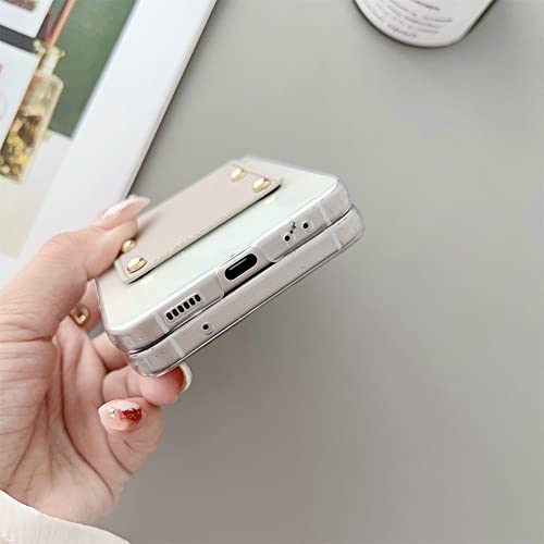 Coque Samsung Galaxy Z Flip 3 transparente en cuir avec anneau paillettes
