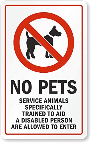 SmartSign “No Pets, Service Animals Specifically Trained To Aid A Disabled Person Are Allowed To Enter” Glass Door Decal | 8
