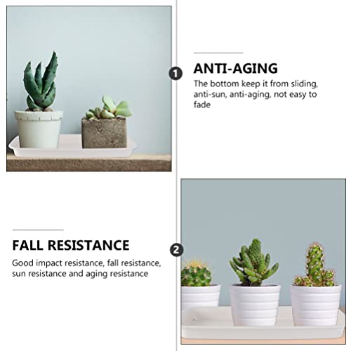 Eringogo 14 Inch Rectangular Plant Saucers, 3 Pack Flower Pot Drip Tray Thicker Plastic Planter Pot Saucers, Garden Planter Pot Holder For Indoor Outdoor, No Holes, White #TOP1