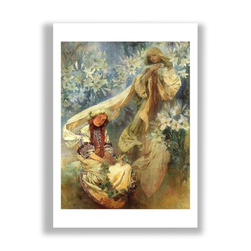 Impression d'art haut de gamme Mucha Madonna of the Lilies grand format fini mat