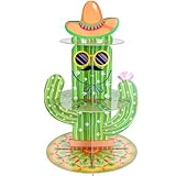 VorkiVecKi Mexican Cupcake Stand Decorations - Cactus Paper Table Holder 3 Tier Cup Cakes Dessert Pastry Tiered Display Tower Green Taco Party Supplies Decor for Birthday Baby Shower Wedding