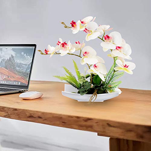 Yobansa Silk Orchid Artificial Flowers With Vase,Faux Orchid Fake Flowers Arrangements For Home Decoration (White With Red Heart) #TOP3