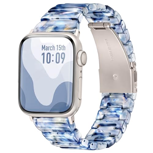 Melyis Resin Band for Apple Watch Bands 42mm 41mm 40mm 38mm fit Apple Watch Bands for Women 40mm iWatch Bands for Women Strap for Apple Watch Series 11 10 9 SE 8 7 6 5 4 3 2-Tortoiseshell Bro product thumbnail 11