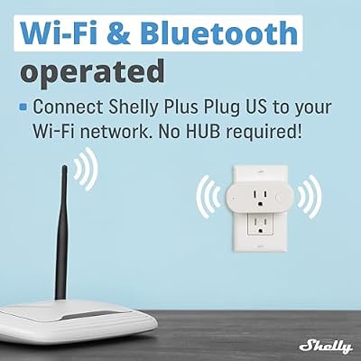 Shelly Smart Plug, Smart Home WiFi and Bluetooth Outlet with Power Metering, Works with Google Home, Alexa, Home Assistant, Smart Socket, No Hub, Easy Setup, Remote Control, Plus Plug US