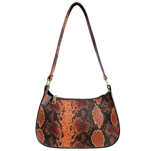 Shoulder Bag for Women, Snake Pattern Cute Hobo Purses Tote Handbags Clutch Underarm Purse with Zipper Closure