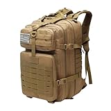 Mochila 50L Impermeável Grande Capacidade para Caminhada, Acampamentos e Atividades ao Ar Livre. Camping e pescaria. Mochila Tipo Cívico Militar. (Marrom)