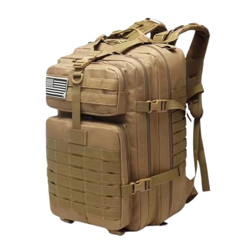 Mochila 50L Impermeável Grande Capacidade para Caminhada, Acampamentos e Atividades ao Ar Livre. Camping e pescaria. Mochila Tipo Cívico Militar. (Marrom)