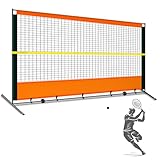 ORIENGEAR Tennis Rebound Practice Wall - 12ft x 6ft Rebounder Net for Tennis & Racquet Sports Ball & Pickleball, Training Tennis Backboard Net for Court Backyard and Indoor & Outdoor Training
