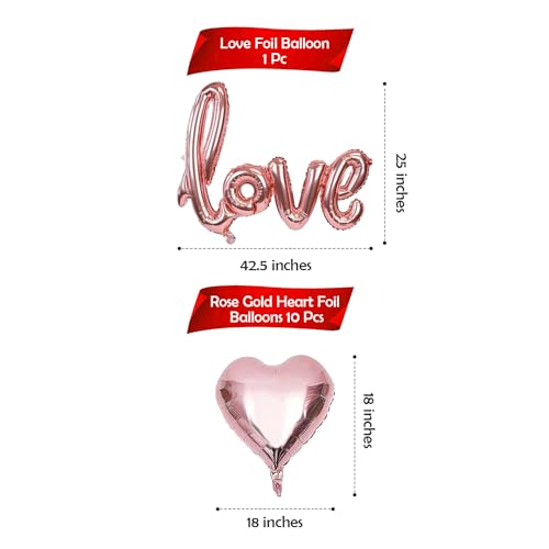 Party Propz Valentines Day Decoration Kit - Pack of 11 Valentines Day Balloon Decoration Items with Rose Gold Heart & Love Foil Balloons, Valentines Gift, Anniversary and Wedding Decoration 2 41RcmuOELML