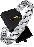 MagnetRX® Copper Magnetic Bracelets – Effective Pure Copper Bracelet for Men and Women – Copper Cuff Adjustable Bracelet Bangles (Twisted Brushed Silver)
