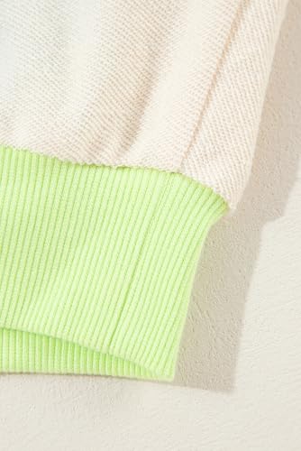 Image of KevaMolly Womens Long Sleeve Tops Colorblock Patchwork Exposed Stitching Oversize Top Round Neck Casual Pullover