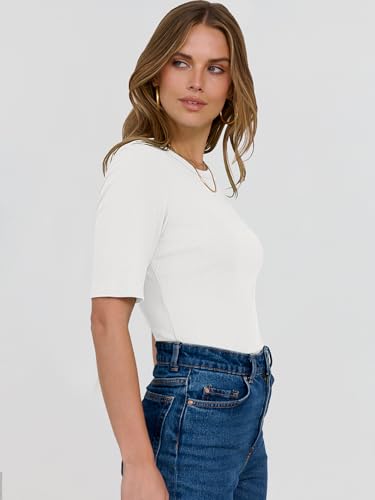 ANRABESS Womens Half Sleeve Crewneck Tops Ribbed Knit Slim Fit Shirts Basic Tee 2025 Spring Summer Dressy Casual T-Shirts4