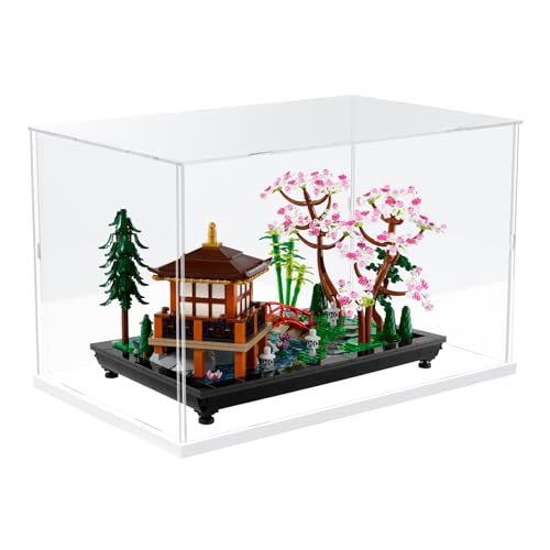 Image of Choowin Acrylic Display Case for Lego Tranquil Garden 10315 10298 10308 10317 for Lego Display Thickened Clear Acrylic Display Cases for Collectibles Assemble Dustproof Display Box(White Base)