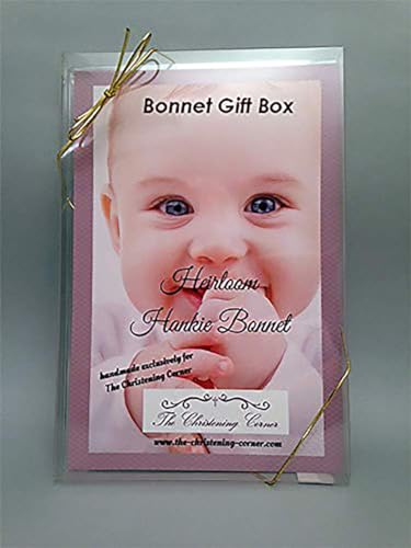 Butterfly and Heart Embroidered Christening Keepsake Handkerchief Bonnet3