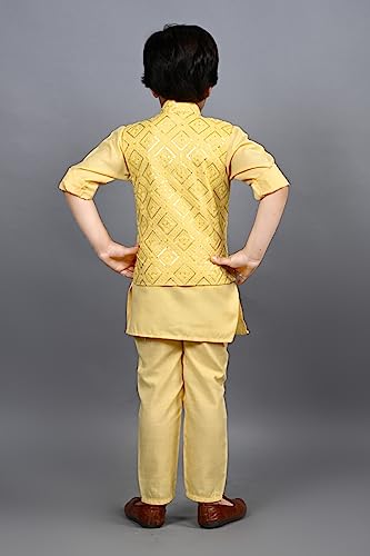 Image of AHHAAAA Kids Indian Ethnic Cotton Blend Sequin Waistcoat Kurta and Pyjama for Boys 8107