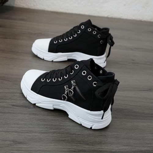 NCNDB Womens Canvas Sneakers High Top Lace up Casual Walking Shoes Air Cushion Sneakers3