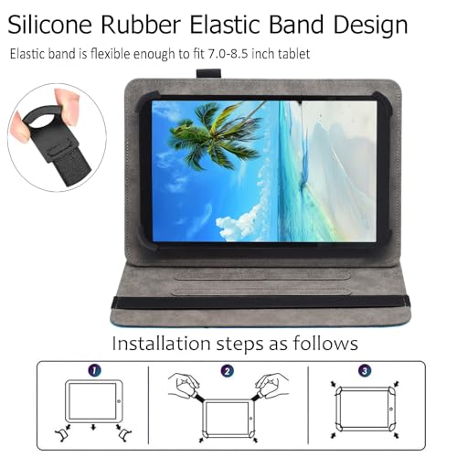 Universal 7 8 Inch Android Tablet Case, Dluggs Multi-Angle Viewing Stand Case Cover with Hand Strap for 7.0-8.5 Inch Tablet, 01 Purple Butterfly