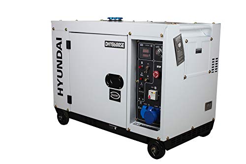HYUNDAI Silent Diesel Generator, Stromerzeuger mit 6.5 kW (230 V) Leistung, Notstromaggregat für Baustellen, Stromgenerator für Notstromversorgung, Stromaggregat (DHY8600SE mit 230V Anschluss)