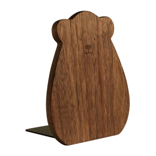 CLISPEED 木製ブックエンド かわいい熊型 滑り止め付き 立てて倒れない 棚固定用 家 オフィス用収納アクセサリー