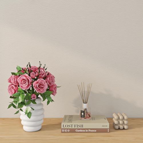 Livelynine Papel Pintado Pared Dormitorio Beige Texturizado 40CMx5M Vinilo Adhesivo Pared Baño Impermeable Papel de Pareds Autoadhesivo Beige Salon Papeles para Forrar Muebles Puertas de Armario