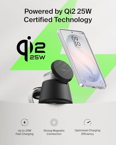 Belkin Qi2.2 25W Magnetic Wireless Charging Station, 3 in 1 Samsung Charger - image 7