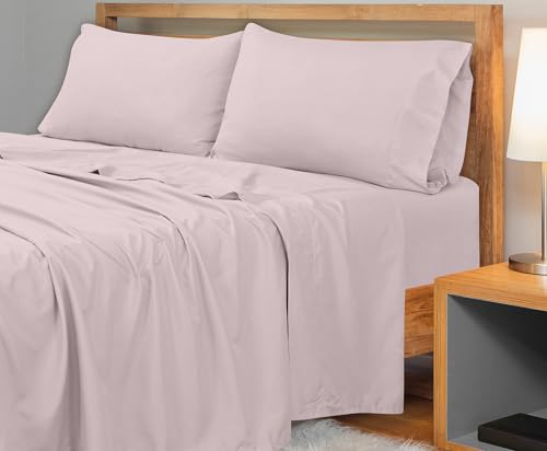 Image of Royale Linens 300 Thread Count 100% Long Staple Combed Cotton Flat Sheet - Super Soft - Top Sheets - Queen Flat Sheet Sold Separately - Breathable, Cool & Crisp Percale Sheets Only (Queen, Lavender)