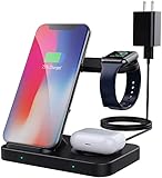 【Amplia Compatibilidad】: El área de carga del móvil: admite carga rápida de 10 W (para Samsung Galaxy S20/ S20 +/ S2O Ultra/ S10/ S10+/ S9/ S9+/ S8/ S8+/ S7/ S7 edge/ S6 edge+/ Note 10+/10/9/8 ); Modo 7.5W (para iPhone SE 2020/ SE 2/11/11 Pro/ 11 Pro Max/ XR/ XS/ XS Max/ X/ 8/8 Plus); Al mismo tiempo, el área del transmisor a la derecha es Pro, Wireless 2 Case (modelos 2019) y Galaxy Buds / Galaxy Buds + brindan hasta 5W de salida; Área de carga del reloj: solo para iWatch Series 1/2/3/4/5.