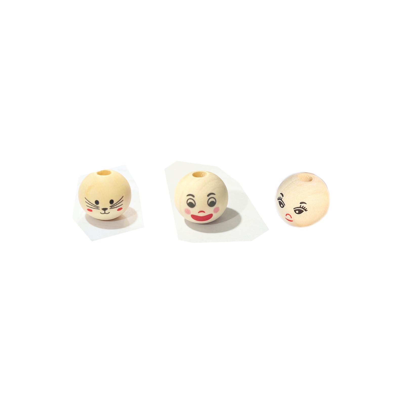 Benyong Pack of 60 Wooden Heads for Worm 20 mm Wooden Balls with Face for Crafts Worry Worms Wooden Heads Wooden Head with Face for Worry Worms Wooden Heads for Worry Worms (A)