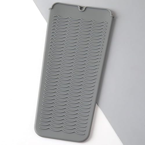 Alfombrilla resistente al calor de silicona para herramientas de cabello, con soporte y funda portátil para viaje, protector de mostrador para herramientas de peinado gris miniatura 1