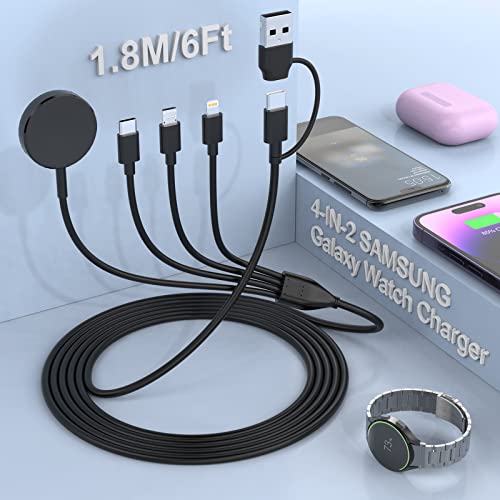4 In 2 Usb C Fast Watch Charger Cable For Samsung Galaxy Watch Charger, Portable Charging Dock For Samsung Galaxy Watch 5/5 Pro/4/4 Classic/3/Active 2/Active, Galaxy S23/S22/S20 Galaxy Buds Iphone 6Ft #TOP14