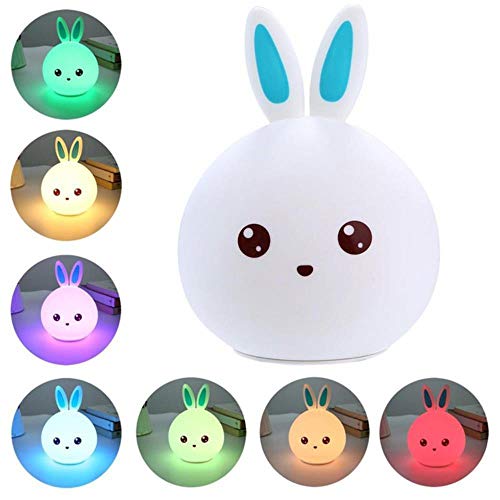 Veilleuse lapin bleue tactile pour bébé et enfant