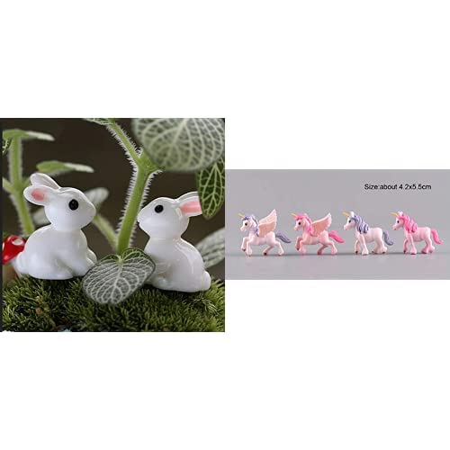 Image of Chocozone Pack of 20 Cute Rabbit Miniatures Garden Decoration Items Garden Decor - 2.5cm Pack of 4 Cute Miniatures Garden Decoration Gifts for Kids & Girlfriend (Unicorn)