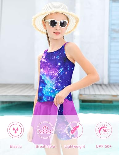 Image of ALISISTER Girls Tankini Swimsuit Two Piece Bathing Suits Summer Beach Swimwear with Shorts for 7-12 Years