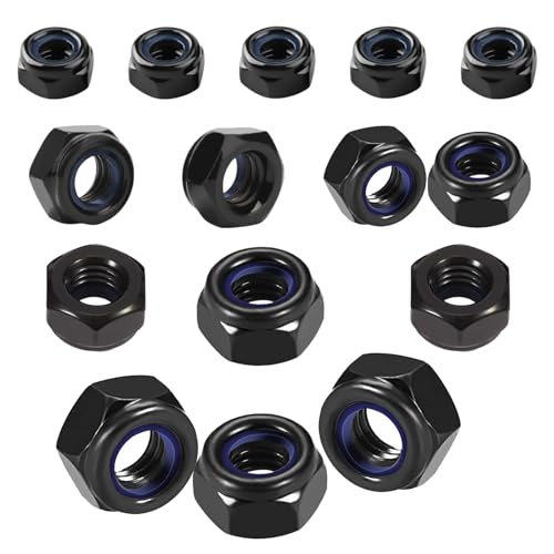 YdseozOA 40 tuercas hexagonales M8 DIN 985 M8 tuercas autoblocantes acero inoxidable negro contratuerca de inserción nailon acero al carbono tuercas tope A2 V2A tuercas seguridad para sujetadores