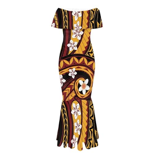 Image of Polynesian Dresses for Women Off Shoulder Maxi Dress Puletasi Samoan Dresses S-7XL