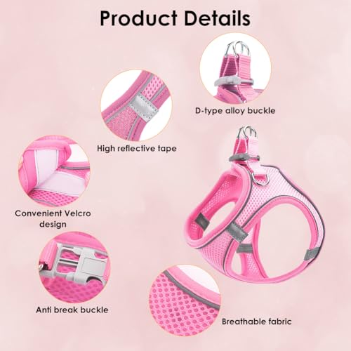 Hundegeschirr,Welpengeschirr Kleine Hunde,Hundegeschirr Welpen Kleine Hunde,Welpengeschirr,Brustgeschirr Hund,Welpen Geschirr Hund,Reflektierend (Rosa,XS)