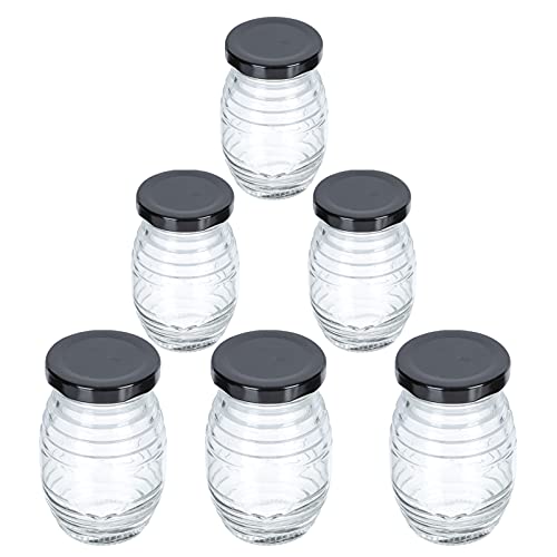 Cabilock Honey Sauce Storage Jars Glass Bottles Sealed Lids Small Bottles Lids 6 Pack 100ml 250ml